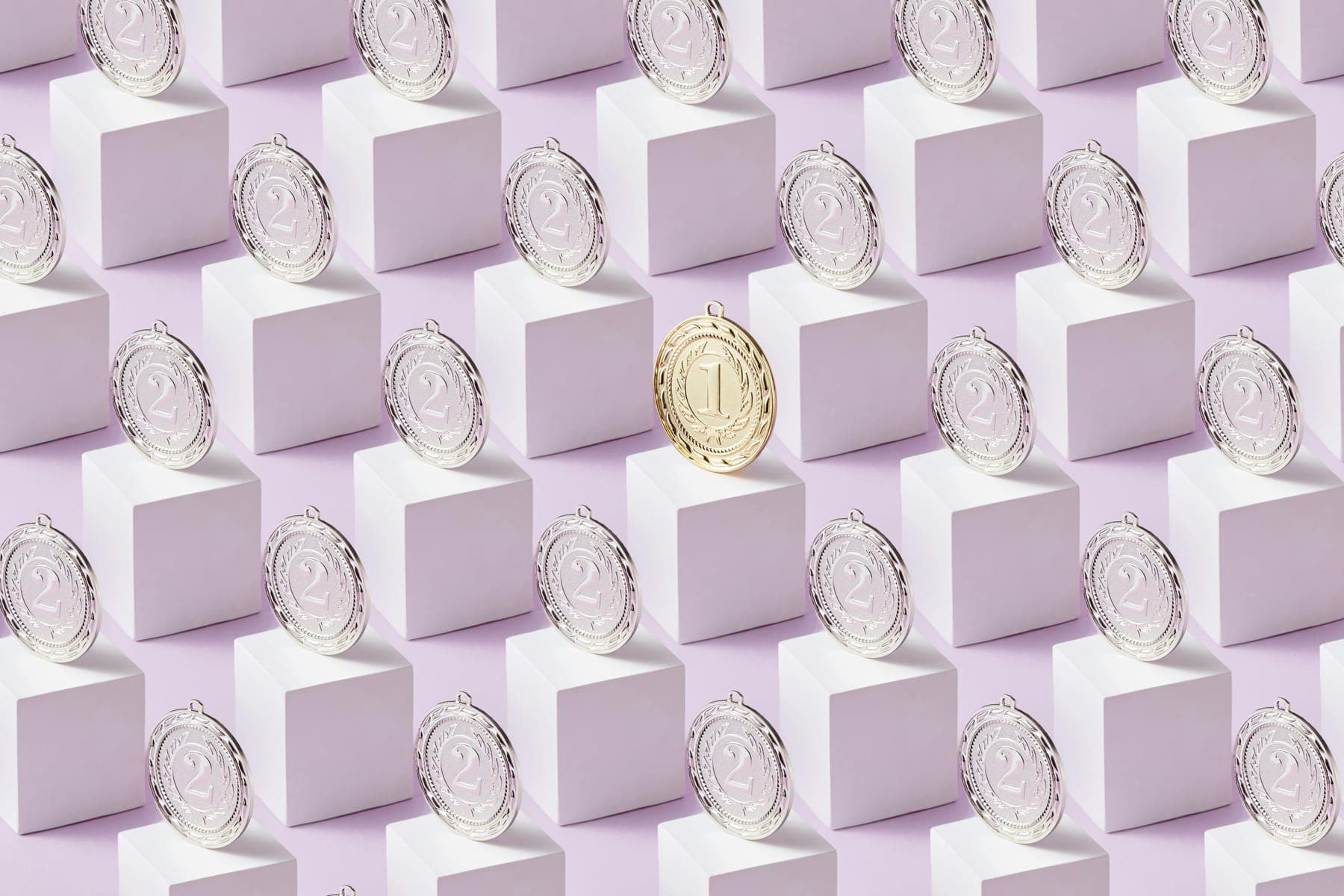 One gold medal standing out among rows of silver โ competitive advantage through AI